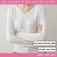 Áo len mỏng cổ tim, áo len dài tay chất len mongtoghi mềm mại cho nữ đủ size S-2XL