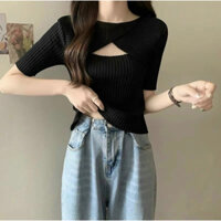 Áo len mongtoghi cổ chéo tay cộc siêu xinh