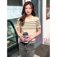 Áo Len Mongtoghi cổ tròn , Sọc Ngang thưa , kiểu đơn gian , phong cách trẻ trung , dễ phối đồ mẫu 406