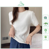 Áo Len Mongtoghi tay lửng cổ tròn vải len mỏng mặc thu đông