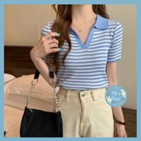 áo len montoghi kẻ sọc ngang cổ bẻ nhiều màu chất len mịn co giãn A727 BY JOLIE nội y xanh sang chảnh