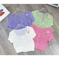 Áo Len MTG Cúc Hoa Hot Hit Hàng Quảng Châu 4 Màu Xanh, Trắng, Hồng, Tím Siêu Xinh Cho Các Nàng Diện Đi Chơi