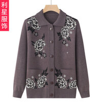 Áo len mùa xuân mỏng và rộng rãi cho phụ nữ trung niên và người cao tuổi, trang phục mùa xuân và mùa thu cho bà ngoại, áo khoác thời trang cho mẹ 70 tuổi