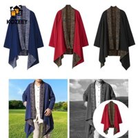 Áo len nam Cardigan cổ áo choàng Trung Quốc có thể đảo ngược có túi Áo len Cardigan phía trước mở