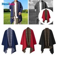 Áo len nam Cardigan cổ áo choàng Trung Quốc có thể đảo ngược có túi Áo len Cardigan phía trước mở