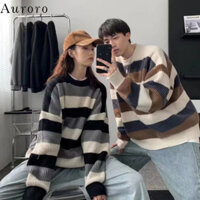 Áo len nam cổ tròn Sọc thời trang áo sweater unisex phong cách Hàn Quốc áo sweater nam from rộng street style áo sweater