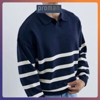 Áo Len nam dài tay cổ bẻ dáng rộng Hàn Quốc, Áo len polo nam cao cấp chống nhăn bai xù AL09 - PROMAN