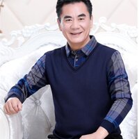 Áo len nam gile cổ sơ mi BHG - Kẻ xanh XL