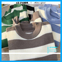 Áo Len Nam Hàn Quốc, Áo Len Cổ Tròn Kẻ Ngang, Áo Len Cho Nam Chất Len Cao Cấp Dày Dặn Không Xù - AHSTORE