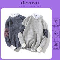Áo len nam Hàn Quốc cổ tròn 3 phân mùa đông dệt hạt gạo form rộng cao cấp AL11