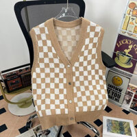 Áo len nam KYUSHUAD American retro xu hướng ca rô kẻ sọc cardigan dệt kim hàng đầu