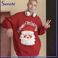 Áo len nam KYUSHUAD Giáng sinh ông già Noel in hình Áo len cặp đôi cổ tròn dễ thương