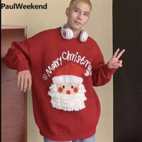 Áo len nam KYUSHUAD Giáng sinh ông già Noel in hình Áo len cặp đôi cổ tròn dễ thương