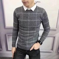 Áo len nam lông cừu kẻ ô
