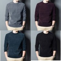 Áo len nam lót lông cổ tròn co giãn 4 chiều mềm mịn siêu ấm Bigsize