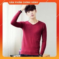 Áo Len Nam Màu Đỏ Cổ Tim Đẹp