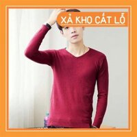 Áo Len Nam Màu Đỏ Cổ Tim Phong Cách