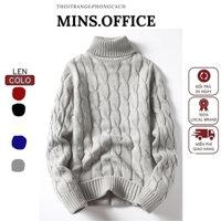 Áo len nam nữ, áo len đan vặn thừng cổ lọ nhiều màu trẻ trung Loại 1_Min.office
