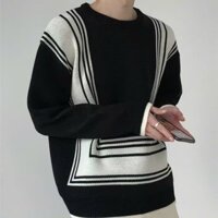 Áo Len Nam Phối Màu Đen Trắng Thời Trang Siêu Đẹp Hàn Quốc ABANDON N16