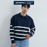 Áo Len Nam Polo Phối Sọc Trẻ Trung Năng Động, Áo Len Nam Thu Đông Có Cổ AL09 - AVANTU