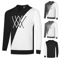 Áo len nam rộng rãi, thoải mái, mùa thu đông, chống gió, thể thao, áo len cổ tròn mới, đan, ấm áp cho chơi gôn