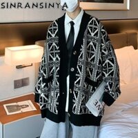 Áo len nam SINRANSINYA xu hướng cổ điển Mỹ áo khoác Harajuku dáng rộng