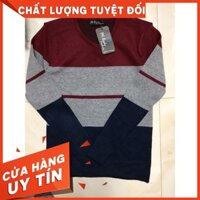 Áo Len Nam Sọc Kẻ Đỏ Xanh Xám Hàng Đẹp