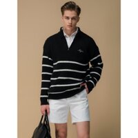 Áo Len Nam Sọc Kẻ Ngang Cổ Đứng Phối Zip Joseph | 0074 | Majou