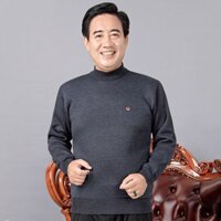 Áo len nam trung niên, áo len tặng bố trung tuổi cổ 5 phân lót nỉ ấm