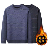 Áo Len Nam Trung Niên Lót Nỉ Nhung Hoạ Tiết Đơn Giản Tặng Bố