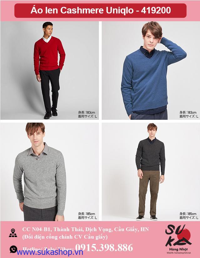 Áo len nam Uniqlo cashmere cổ tim