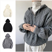 Áo len nam YAZHINIAO phiên bản Hàn Quốc là xu hướng phong cách đại học đơn giản dày có mũ trùm đầu thiết kế cảm giác xoắn áo len áo khoác nam