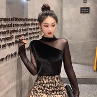 Áo len nhung nữ giữ nhiệt hàng đẹp thiết kế lệch vai sang chảnh co giãn 4 chiều, áo kiểu nữ ulzzang