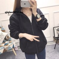Áo len nữ Áo khoác dài tay Áo Hoodie màu xám nữ jaket perempuan nữ áo len cotton plus size zip