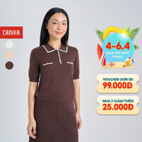 Áo len nữ CANIFA cổ polo phối màu tay lỡ dáng ôm 6TE24W007