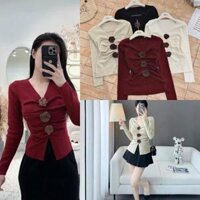 Áo Len Nữ Chất Tăm Lông Thỏ Hoạ Tiết Hoa Chiết Eo Tôn Dáng Kèm Chân Váy Dài Tuệ Minh House SEH011