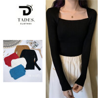 Áo Len Nữ Cổ VuôngTay Dài Mệm Mịn - Áo Len Gân Tăm Thời Trang Nhiều Màu Hàng quảng Châu Cao Cấp - A307