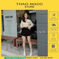 Áo len nữ croptop cổ bẻ tay dài thêu gấu siêu hot (có sẵn, hình thật) THẢO NGỌC STORE