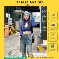 Áo len nữ croptop tay dài hình ngôi sao hàng nhập (có sẵn, hình thật) THẢO NGỌC STORE