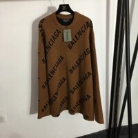 Áo len nữ dài tay Balenciaga BB hoạ tiết chữ thương hiệu thời thượng