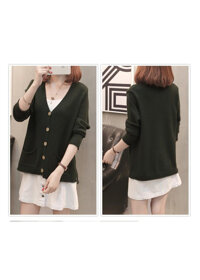 áo len nữ đẹp, áo len nữ 2 túi dáng cardigan - rêu