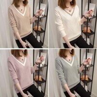 Áo len nữ đẹp cổ tim quyến rũ hàng nhập cao cấp (màu xanh)