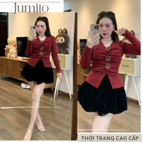 Áo len nữ đẹp màu đỏ thiết kế tay dài Jumito, áo nữ phong cách Hàn Quốc trẻ trung, tôn dáng, dễ phối đồ hcom3330