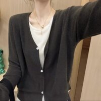 Áo len nữ giả hai chiếc áo dệt kim giả hai chiếc áo len giả hai chiếc áo len trẻ trung áo khoác nữ mùa thu phong cách Hàn Quốc mẫu mới thon gọn khâu kiểu dáng thiết kế thích hợp