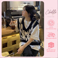 Áo len nữ gile hình chữ cá tính P361