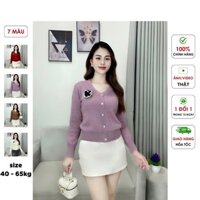 ÁO LEN NỮ HOA CÀI KHUY ĐÍNH ĐÁ - LEN QC CAO CẤP