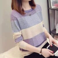 Áo len nữ kẻ caro màu Haint Boutique Al07 - tím