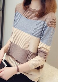 Áo len nữ kẻ caro màu Haint Boutique Al07 - nâu