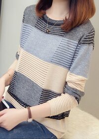 Áo len nữ kẻ caro màu Haint Boutique Al07 - đen