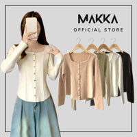 Áo len nữ MAKKA áo cổ vuông dài tay nhiều màu 341